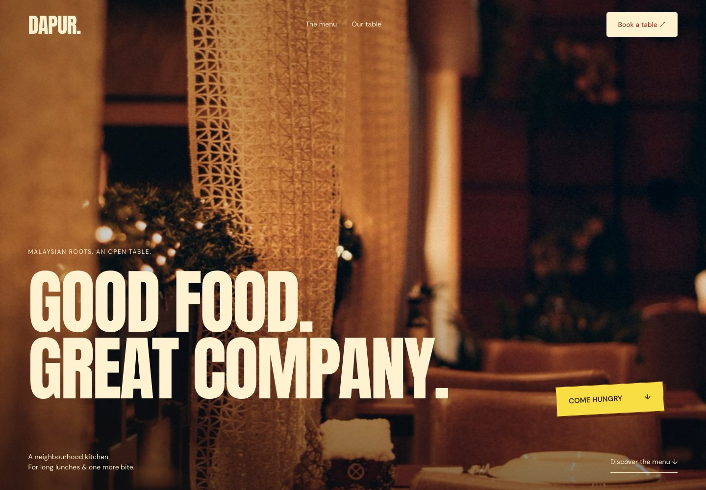 Dapur website design: Restaurant & table planner