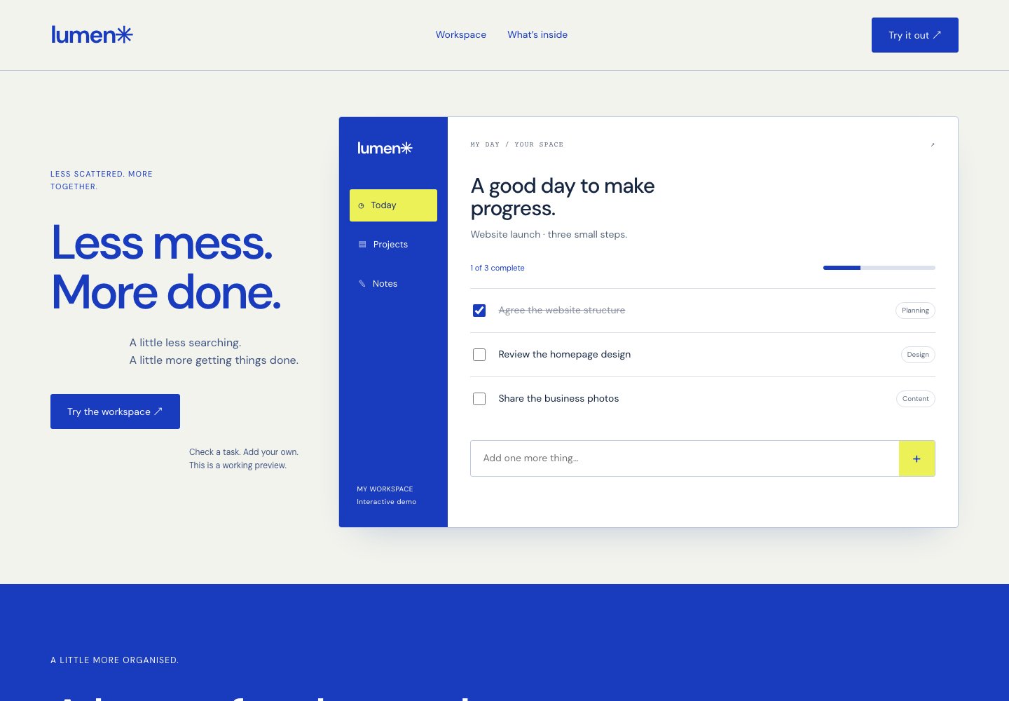 Lumen website design: SaaS & interactive workspace