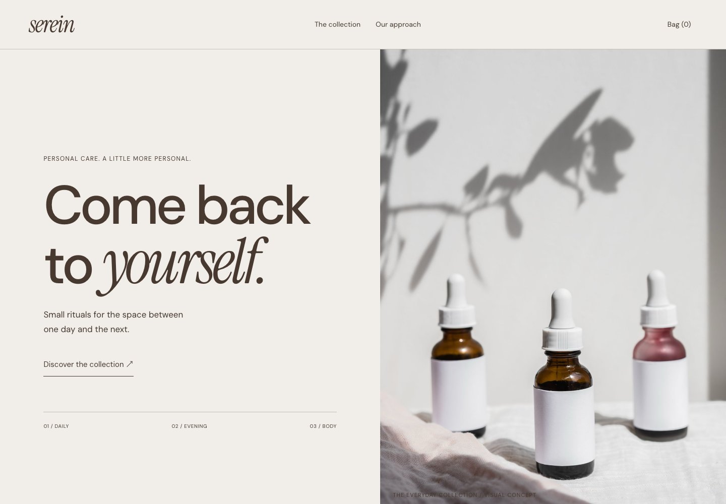 Serein website design: Beauty shop & daily rituals